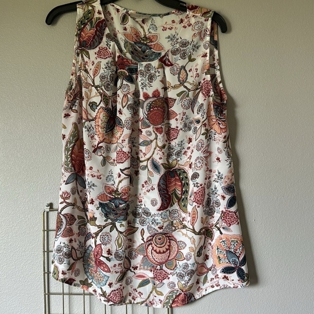 LOFT Cream Relaxed Sleeveless Tank Top